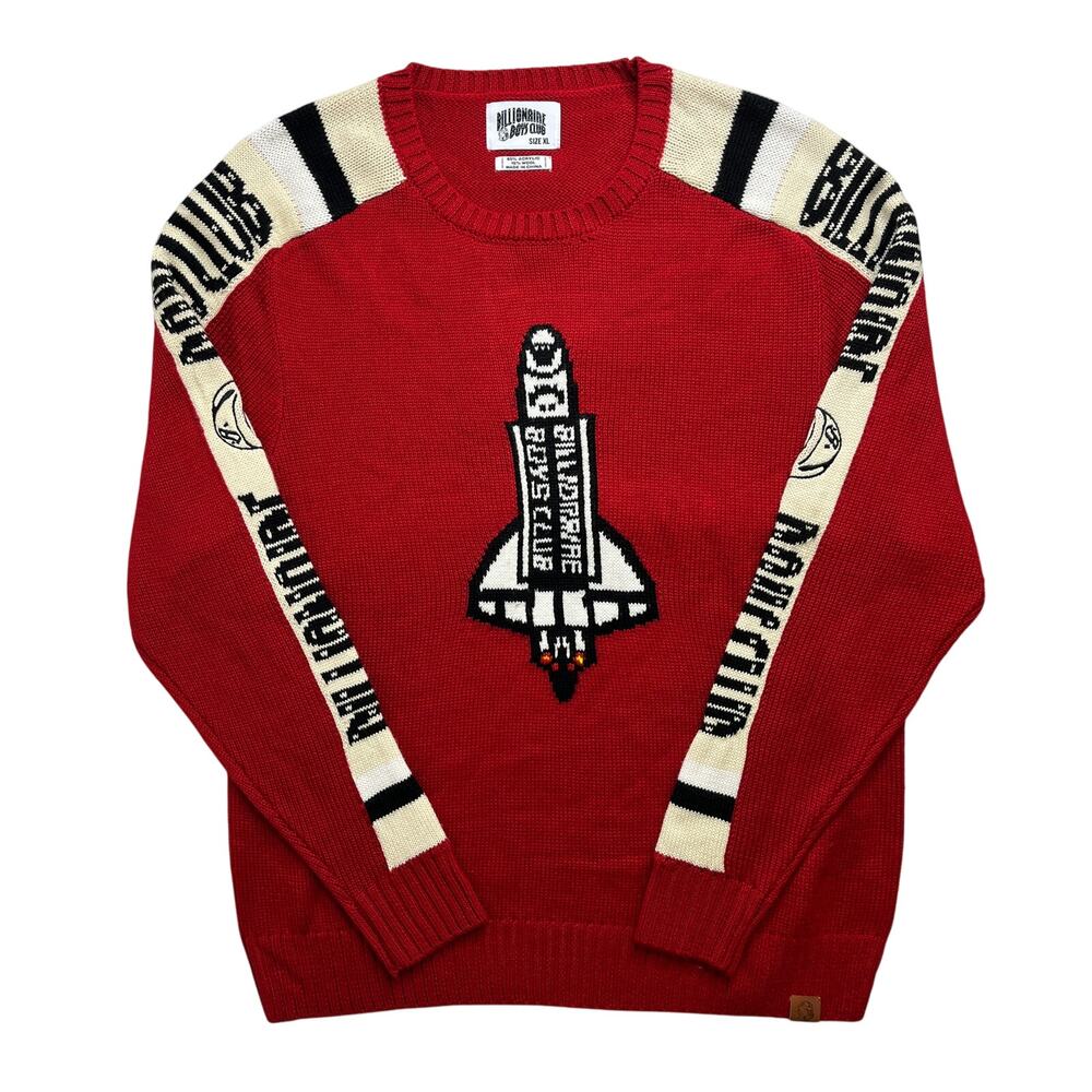 4-82 BILLIONAIRE BOYS CLUB Men's Space Rocket Sweater Red XL